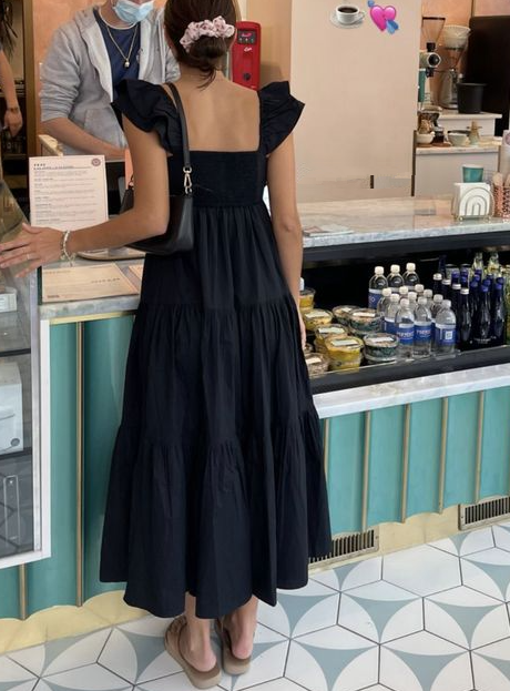 Women's loose summer dress with straps dress, wedding ruffled casual dress fg5686