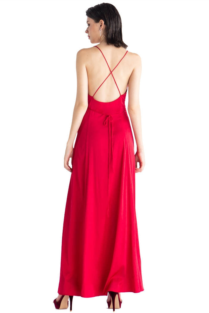 Red Straps Long Slip Dress