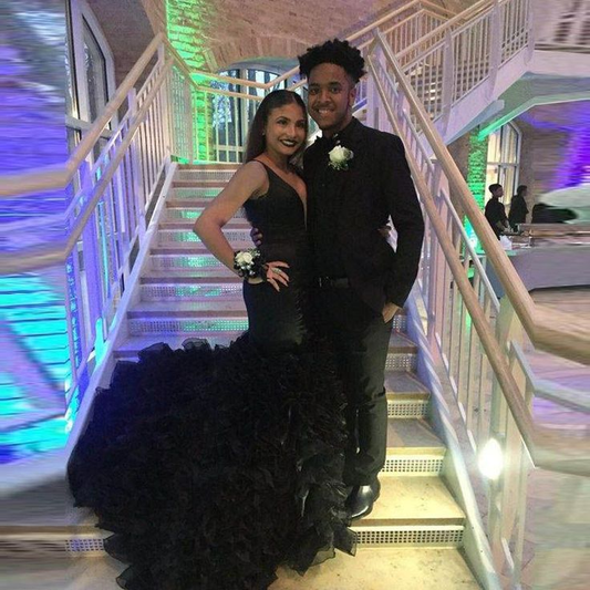 Black Deep-V-Neck Mermaid Prom Dress Party Gowns SH1270