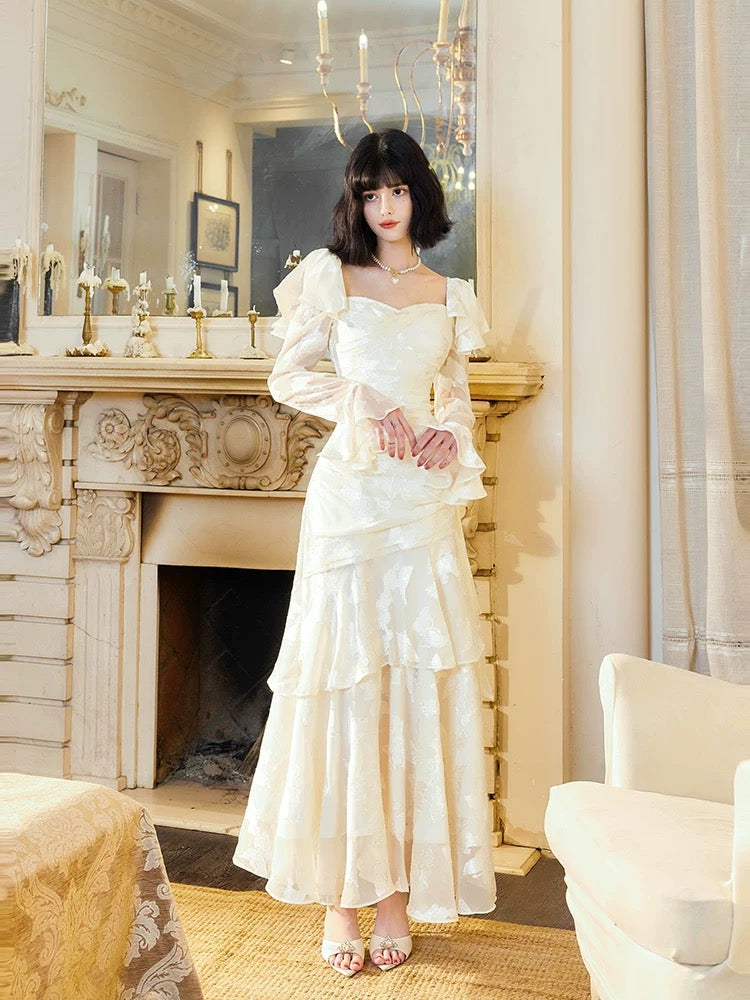 Sexy Mermaid Sweetheart Neckline White Lace Ruffles Long Evening Dress Prom Dresses SD2823