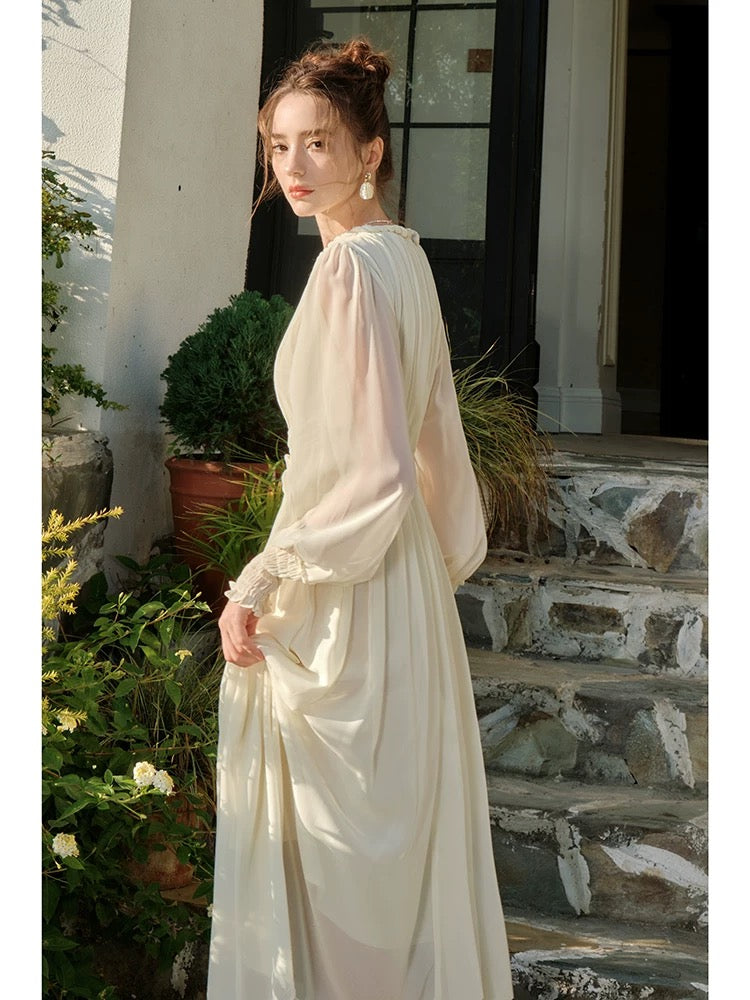 Modest A line Scoop Neckline Chiffon Ankle Length Evening Dress Prom Dresses SD2849