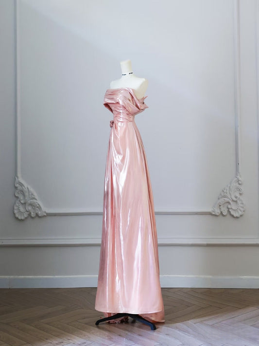 Classy A line Off The Shoulder Pink Evening Dress Prom Dresses SD3813