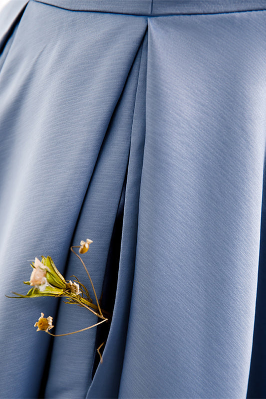 Chic Satin A-Line Strapless Party Evening Dress With Pockets