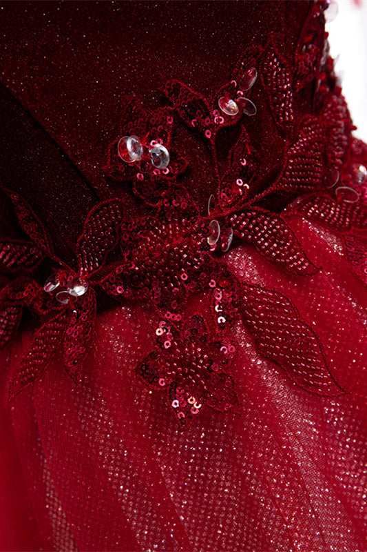 Sparkly Tulle A-Line Off-Shoulder Appliques Party Prom Dress
