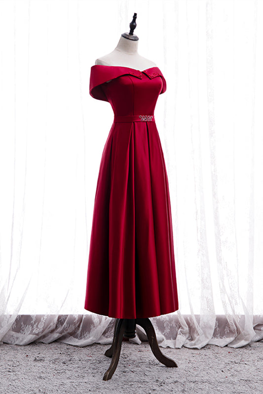 Elegant Satin A-Line Off-Shoulder Maxi Party Prom Dress