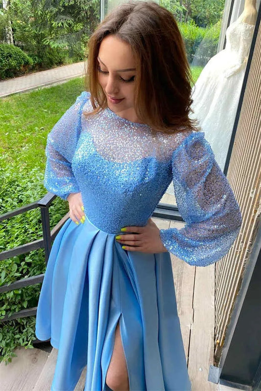 Scoop Long Sleeves Empire A-Line Party Prom Dress