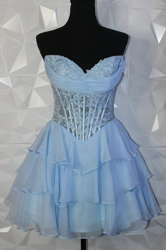 Hot Sweetheart Empire A-Line Two Tone Tiered Homecoming Dress
