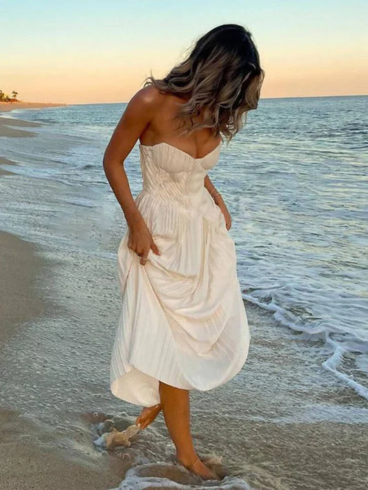 Elegant A Line Sweetheart Neck White Satin Long Prom Dress Evening Dress SH2019
