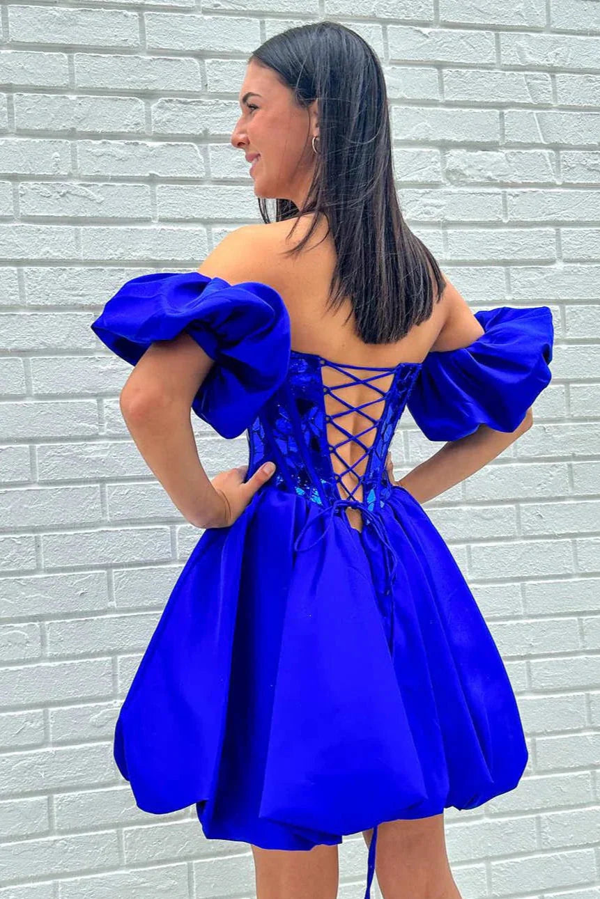Sweetheart Satin A-Line Empire Beaded Homecoming Dress