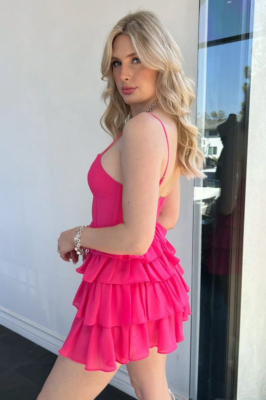 Sweetheart Sleeveless A-Line Tiered Homecoming And Holiday Dress