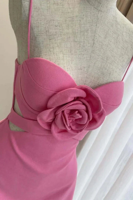 Sweetheart Spaghetti Straps Satin A-Line Floral Homecoming Dress