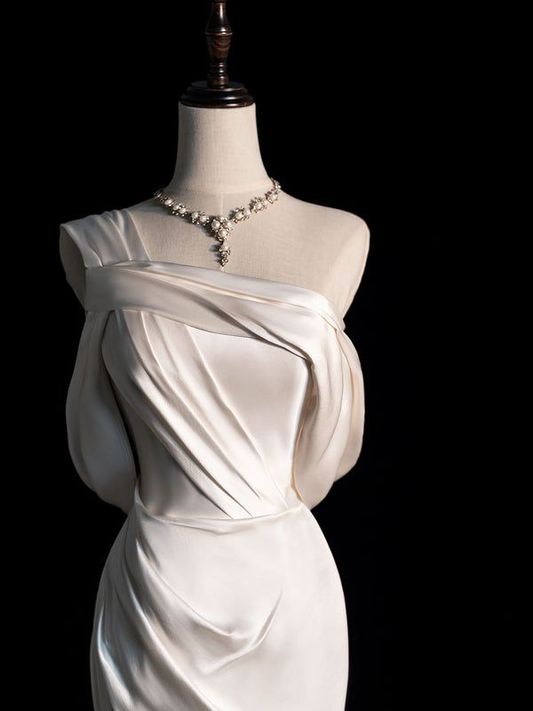 Simple One Shoulder Prom Dress Mermaid Wedding Dress SH1286