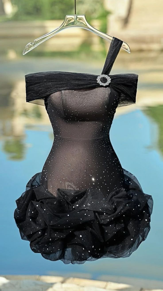 Glitter Black Bodycon Homecoming Dress Mini Birthday Dress S233
