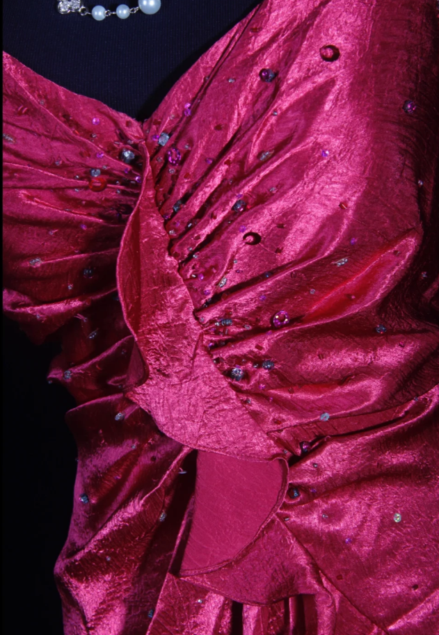 Stylish Hot Pink Satin V Neck Mermaid Evening Dress Backless Long Party Gown With Beads D2254