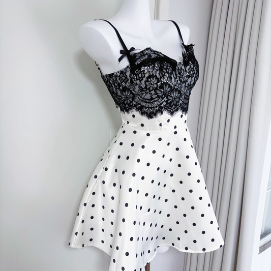 Classy Satin Lace A Line Short Party Gown Vacation Dress S219
