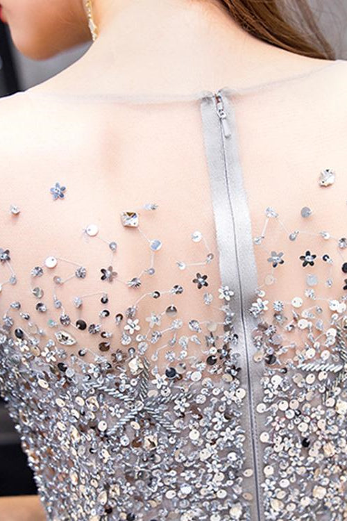Gorgeous Long Prom Dress With Short Sleeves Sequins Online