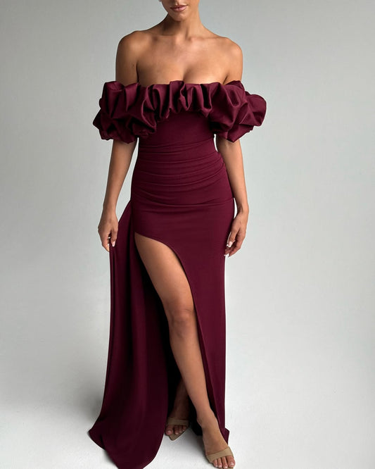 Sleeveless Strapless Off-Shoulders Mermaid Prom Dress With Slit