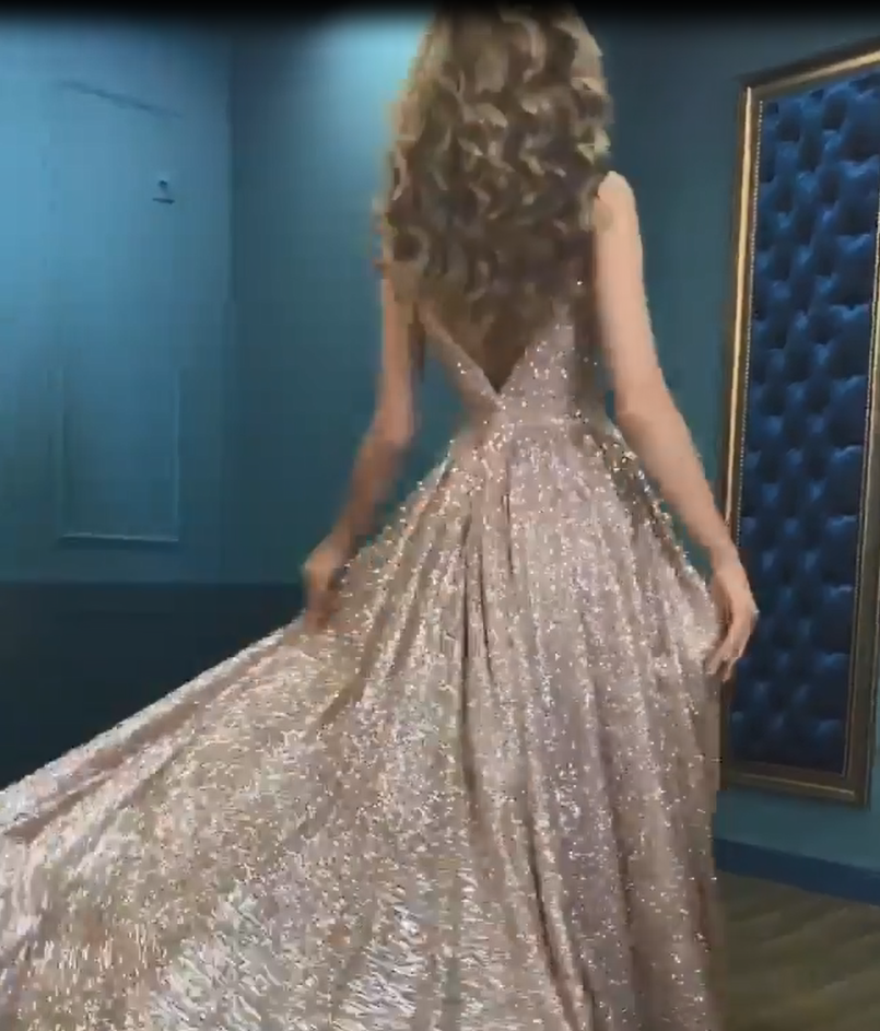 Modern V-Neck Sequins Elegant Evening Dresses Spaghetti-Straps