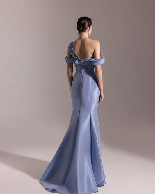 Elegant Lavender Off the Shoulder Mermaid Sleeveless Pleated Prom Dress