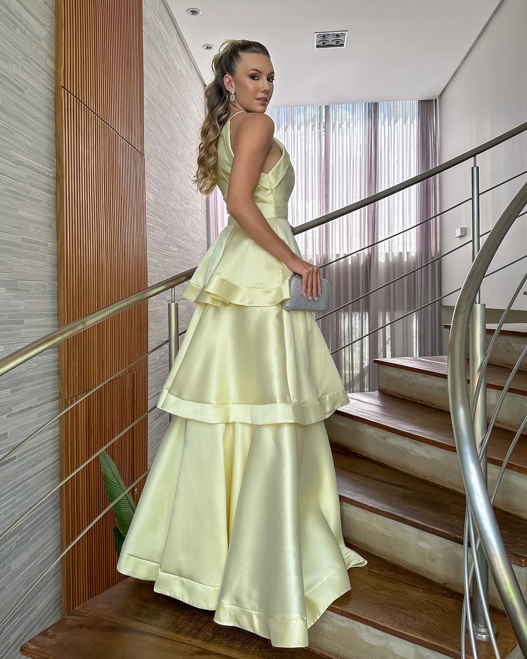 Stunning Satin Halter A Line Sleeveless Long Prom Dress with Ruffles
