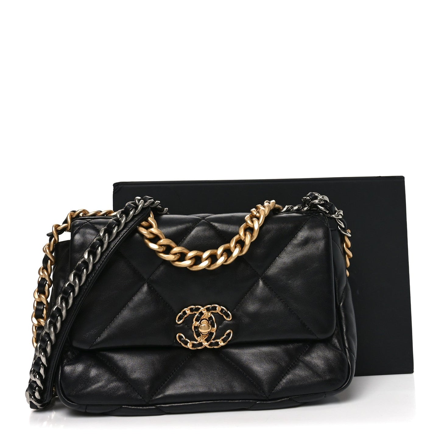 Goatskin Quilted Medium Chanel 19 Flap Black