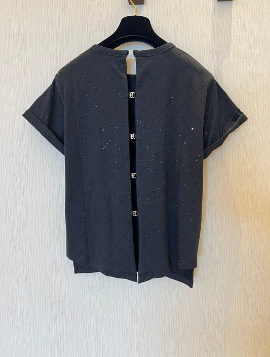 CC 2025 Open-back T-shirt Black Cotton