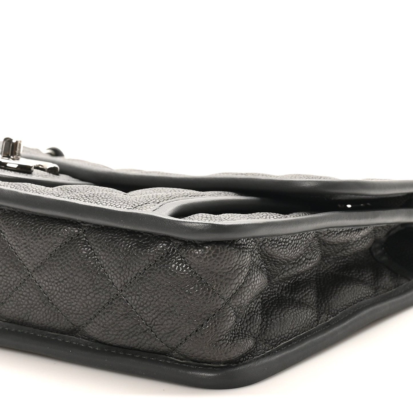 Caviar Quilted Medium French Riviera Flap Grey