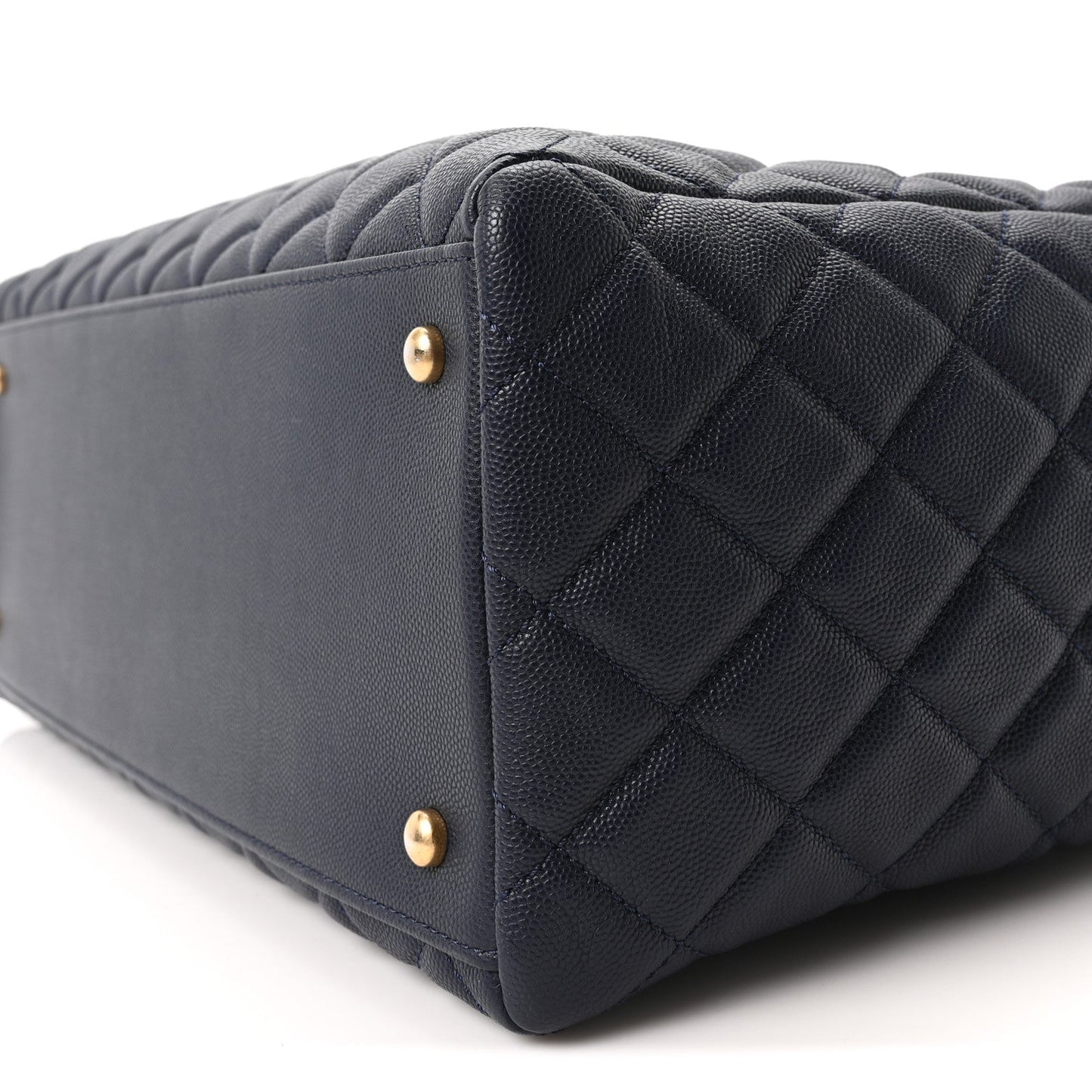 Caviar Quilted Large Coco Handle Shopping Tote Navy