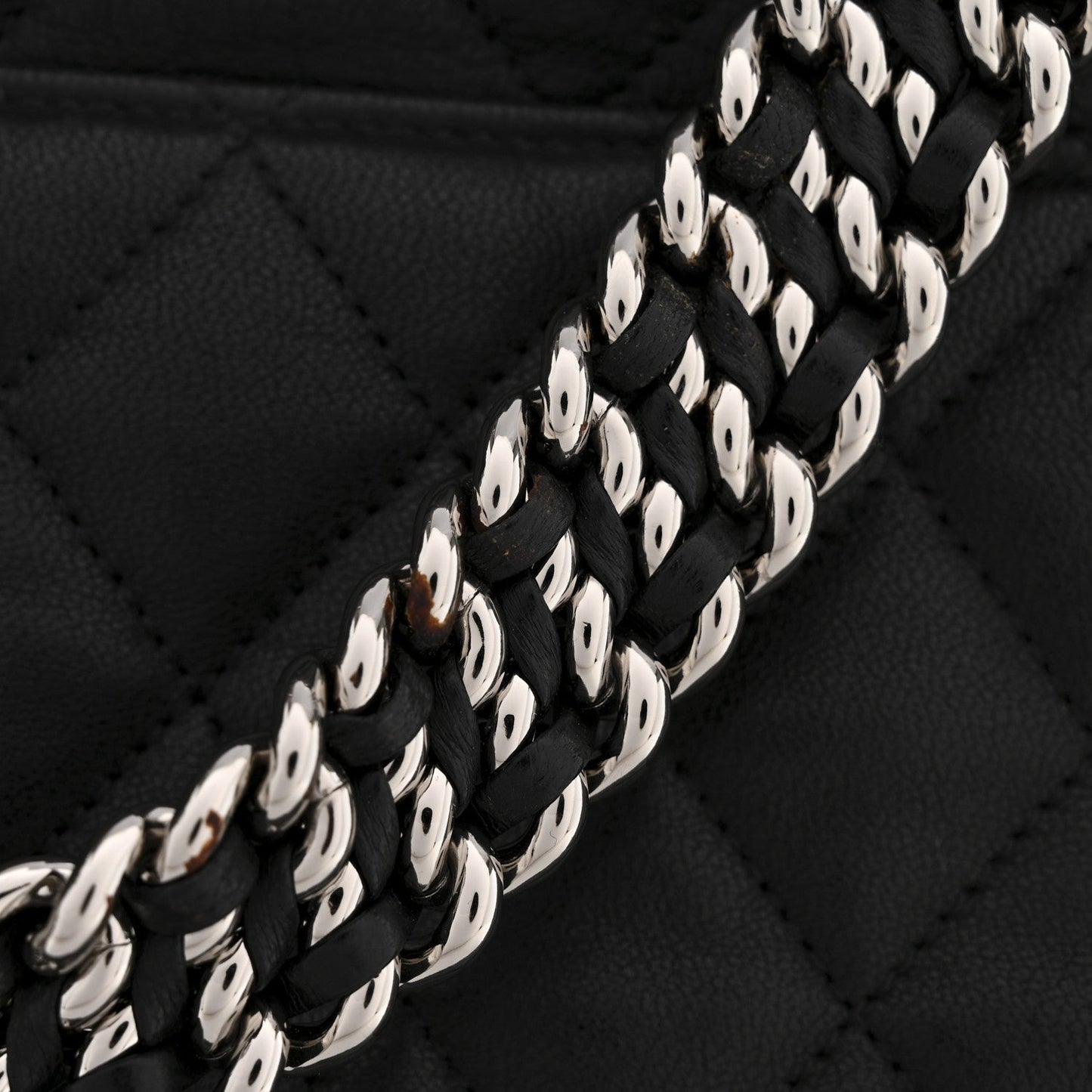 Washed Lambskin Quilted Maxi Chain Around Flap Black