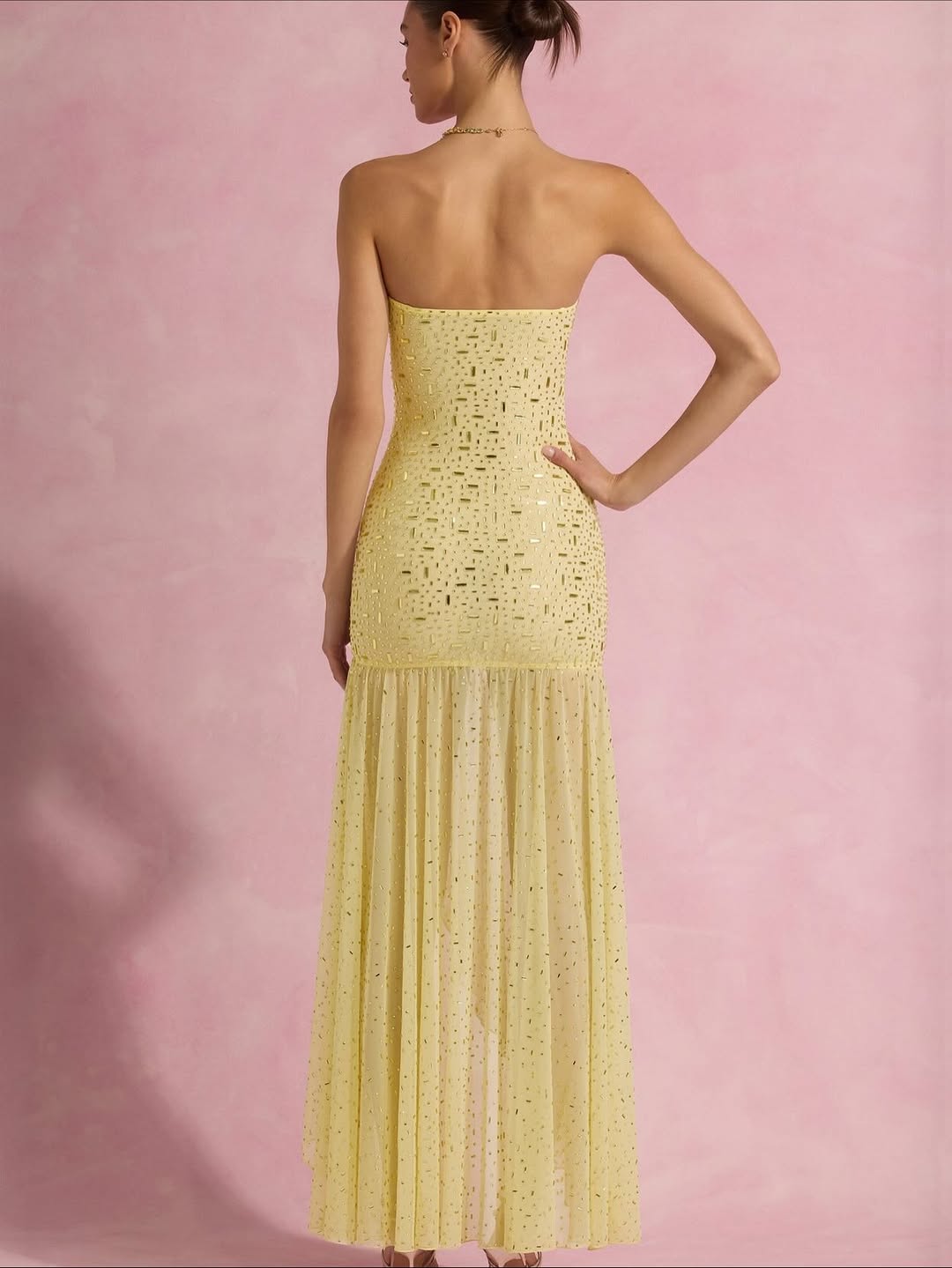 Sleeveless Square Strapless Beads Mermaid Prom Dress With Split