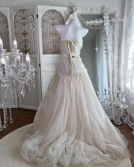 Sweetheart Beige Tulle Prom Party Dress Evening Dress Birthday Dress fg8648