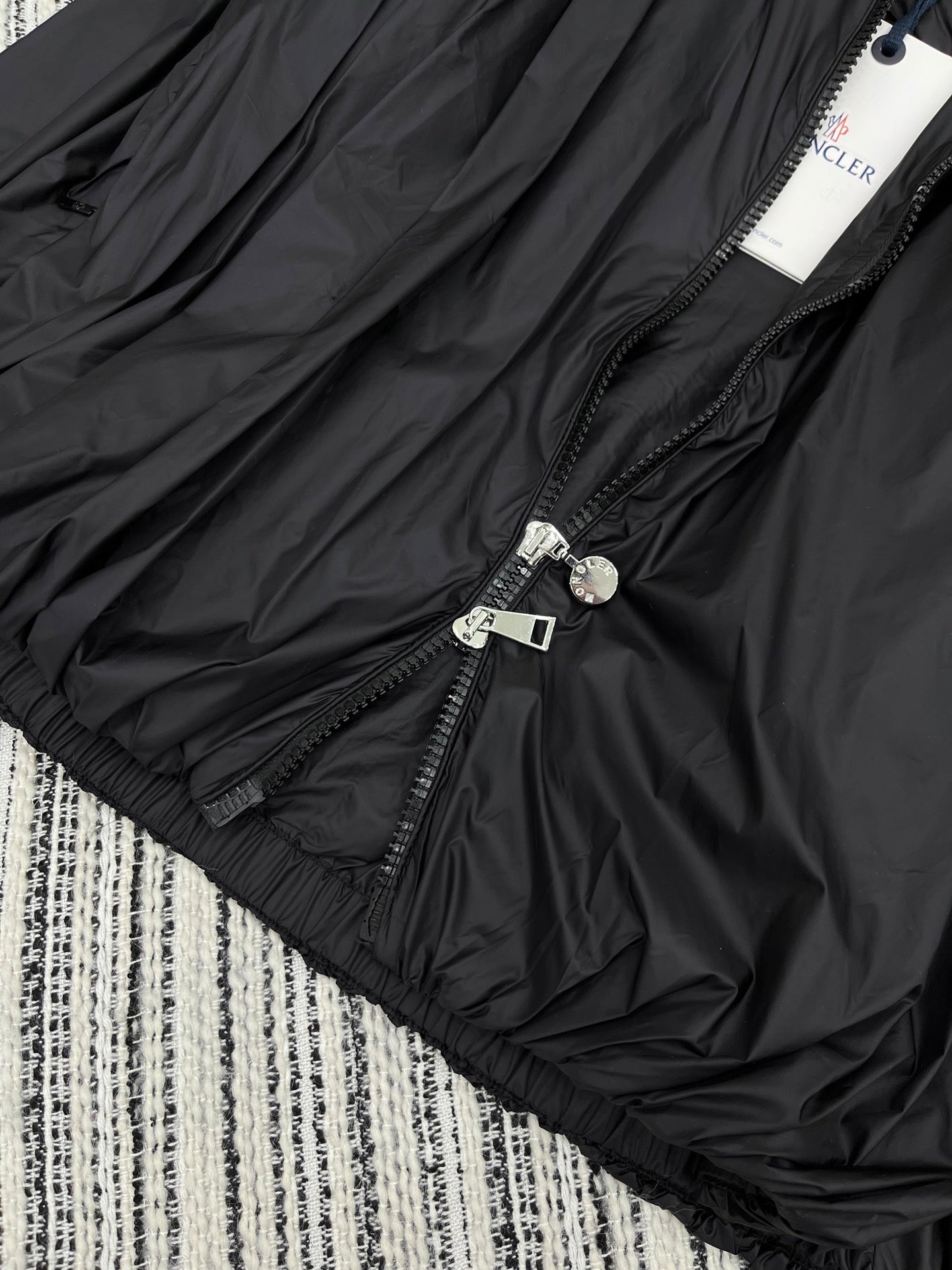 Moncle 25 Stand-Up Collar Double Zip Jacket Black Cotton and Polyester 267979