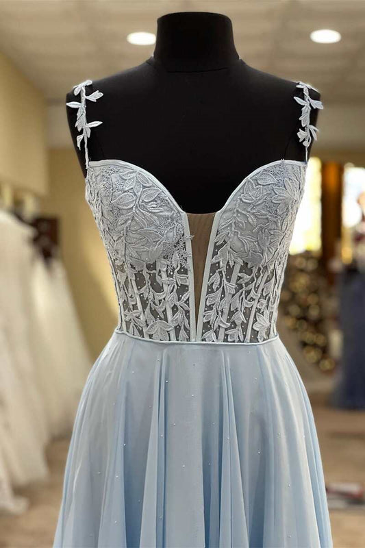 Glamorous Sweetheart Spaghetti-Straps Evening Dress A Line Tulle
