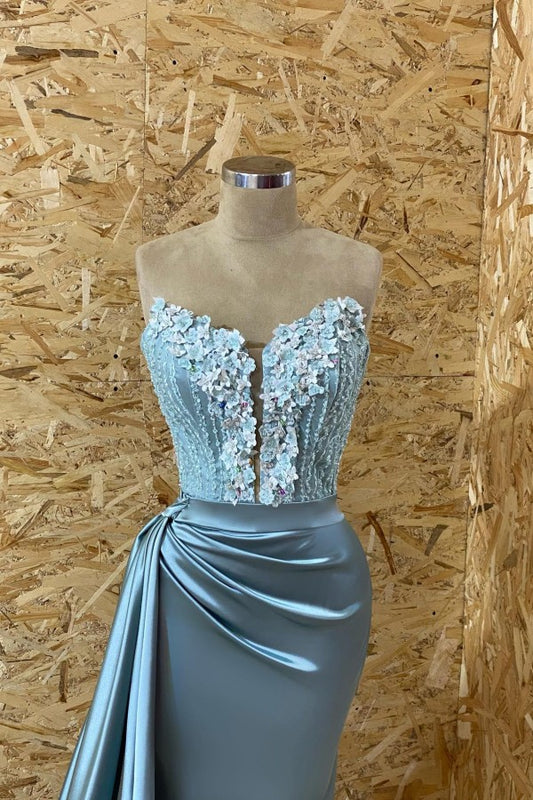 Sleeveless Mermaid Evening Appliques Dress With Slit