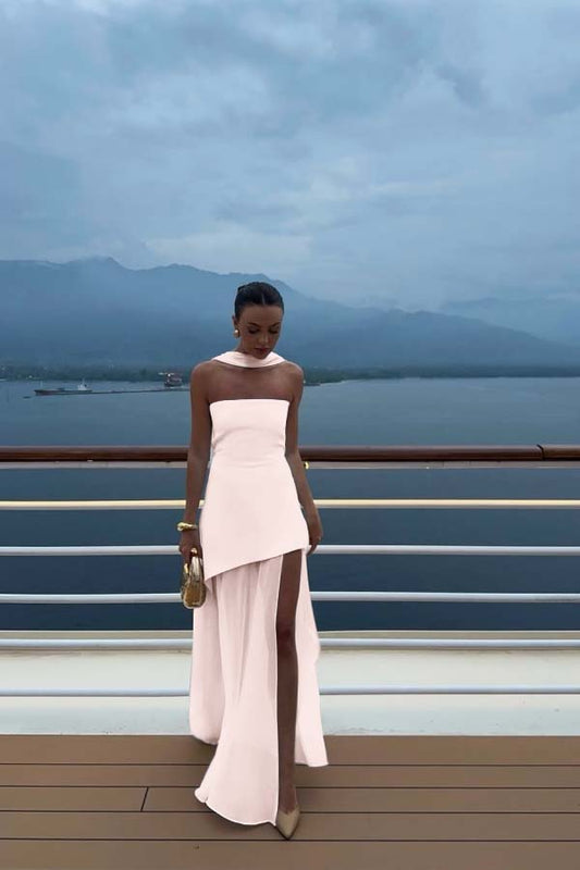 White Square Sleeveless Beautiful Prom Dress