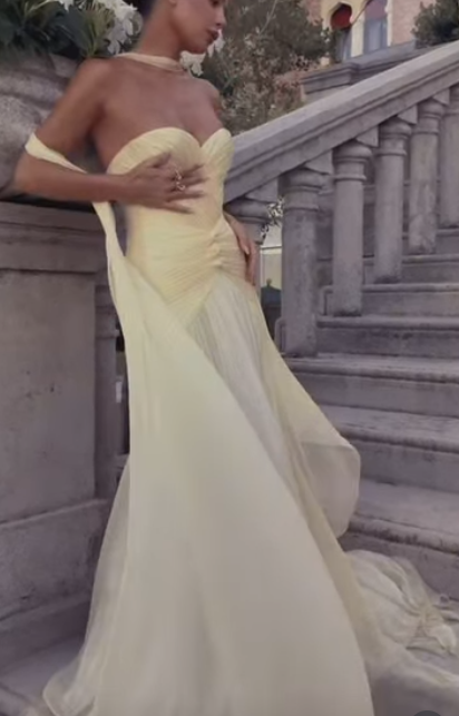 Chic Sheath Long Prom Dresses Tulle Sweetheart Birthday Dresses Yellow Evening Dresses DP04667