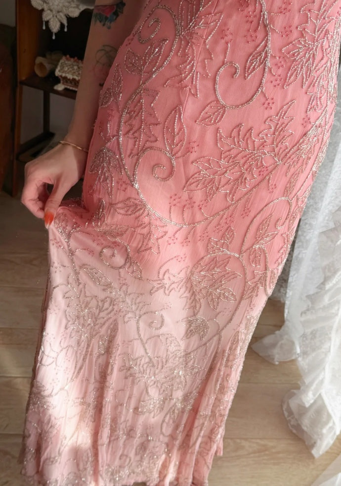 Gorgeous Coral Prom Dress Chiffon Beaded Sheath Evening Dress DP05115