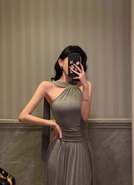 Elegant A line Gray Sleeveless 21st Birthday Dress Party Gown Birthday Outfits Birthday Dress Ideas For Women DP1297