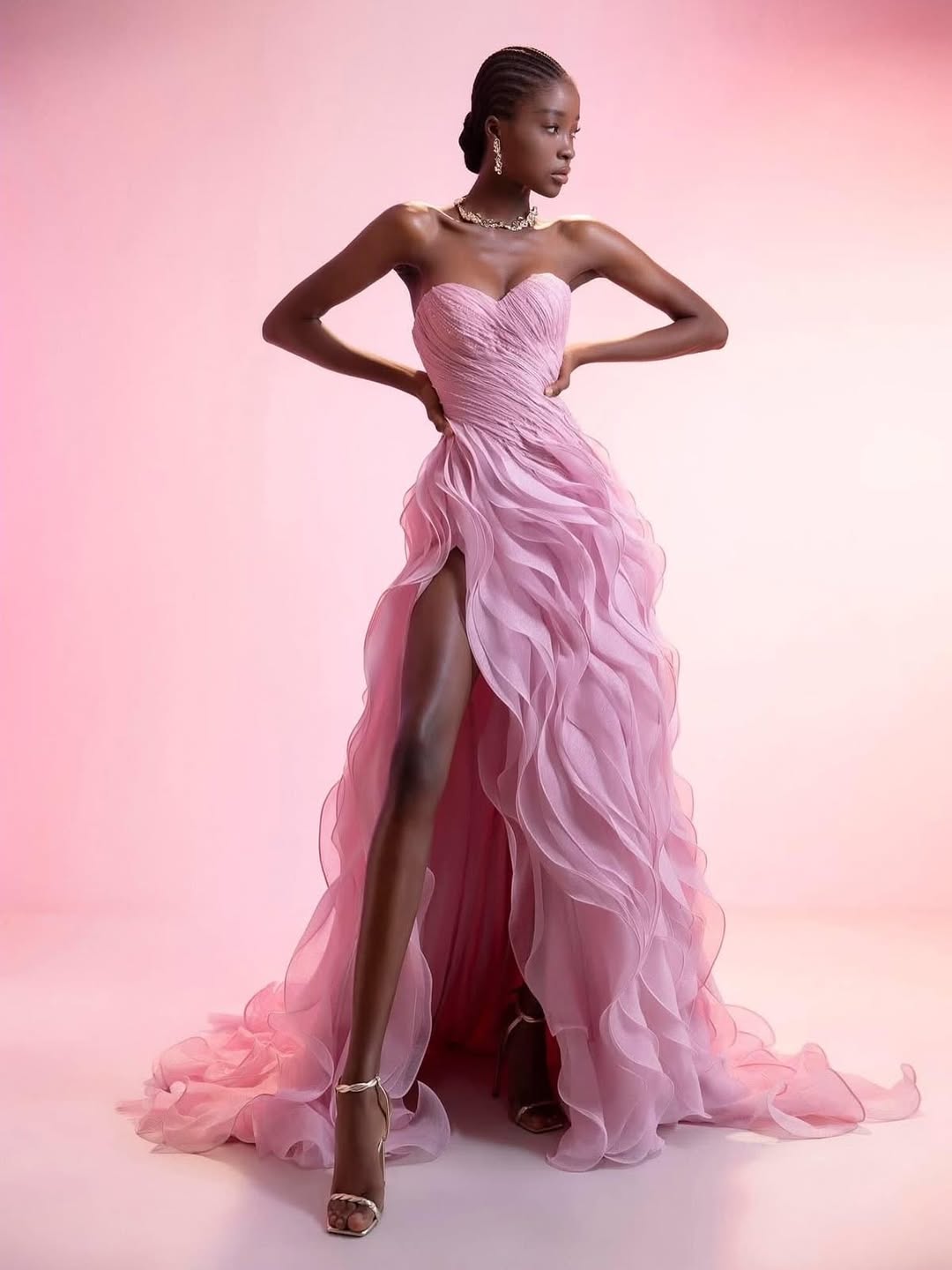 Sleeveless Sweetheart Strapless Irregular Wave Long Prom Dress With Slit