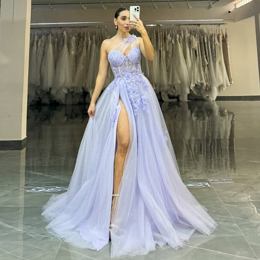 Purple Sleeveless Appliques A-Line Sweetheart Long Prom Dress
