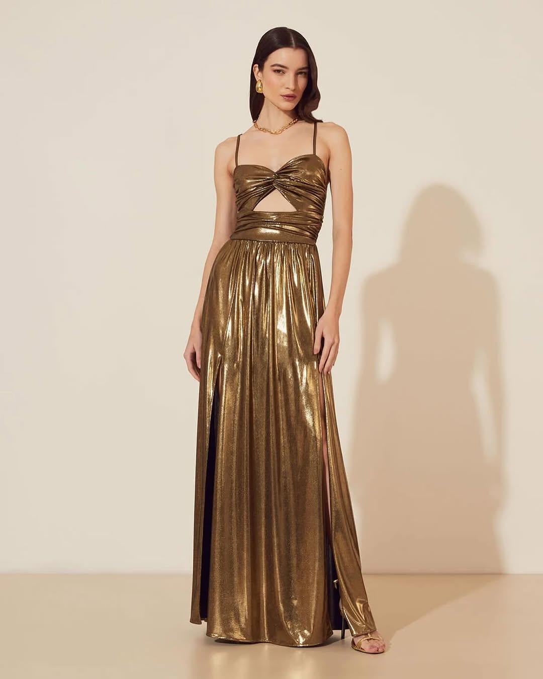 Brown Sleeveless Spaghetti Straps Sweetheart Long Prom Dress