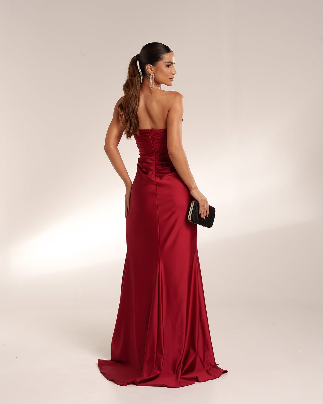 Black Sleeveless Strapless Mermaid Beads Long Prom Dress
