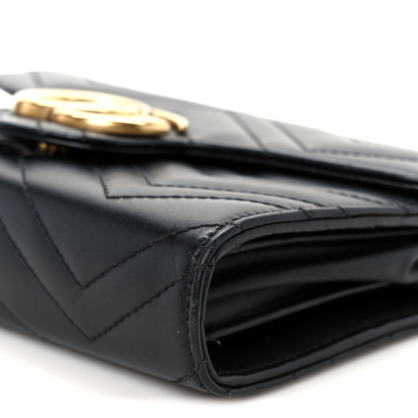 Calfskin Matelasse GG Marmont Chain Wallet Black