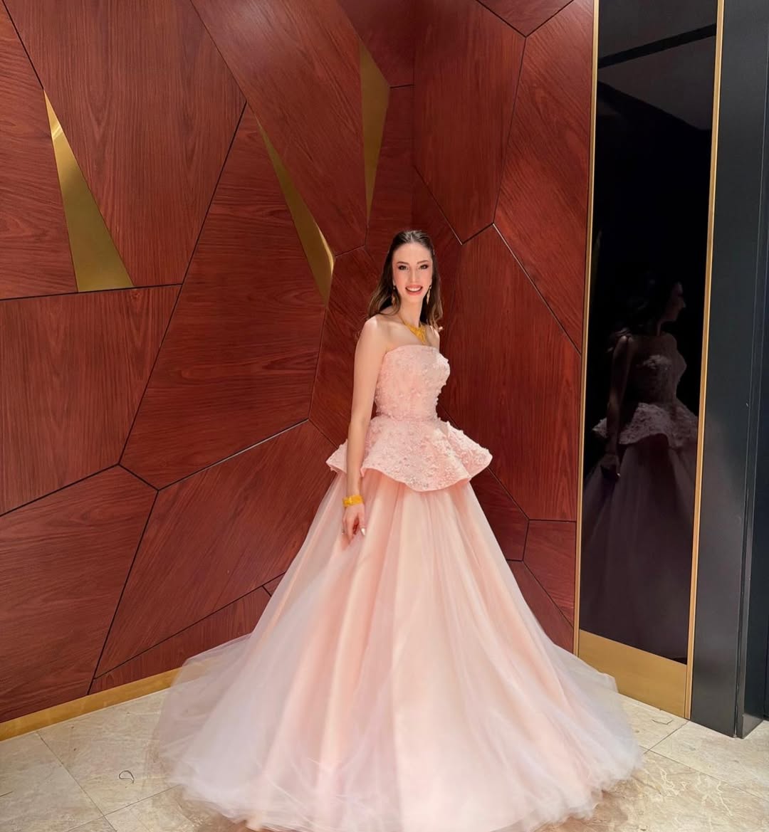 Pink Sleeveless Strapless Square A Line Prom Dress With Embroidery