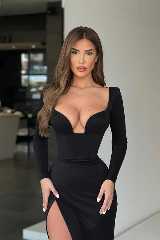 Sexy Long Sleeves Mermaid Prom Dress Black Online