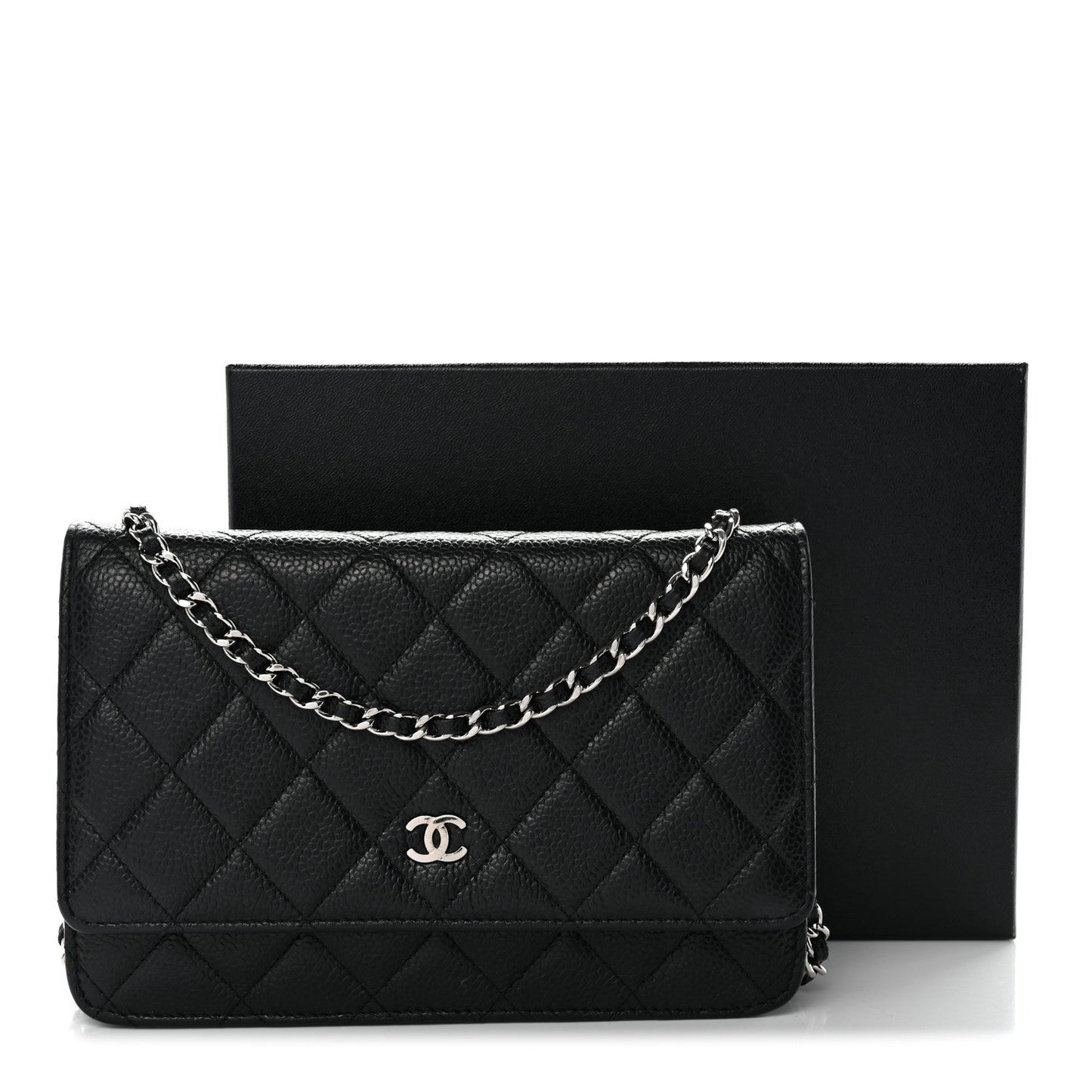 Caviar Quilted Wallet On Chain WOC Black