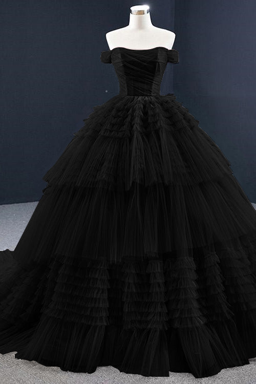 Lotus Ball Grown Prom Dress Tulle Layered With Off-The-Shoulder Strapless On Sale