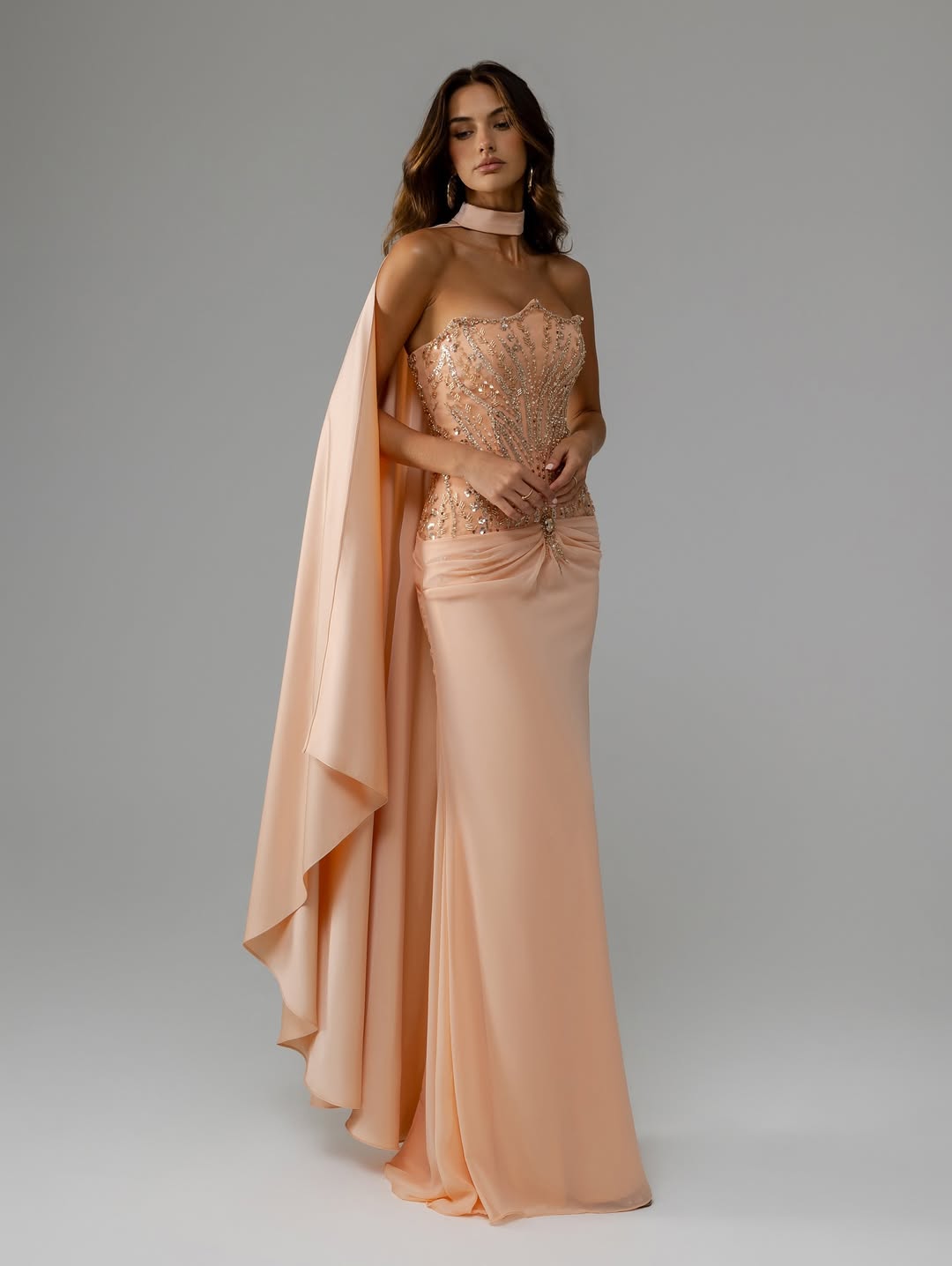 Elegant Sleeveless Satin Square Strapless Mermaid Prom Dress With Beads