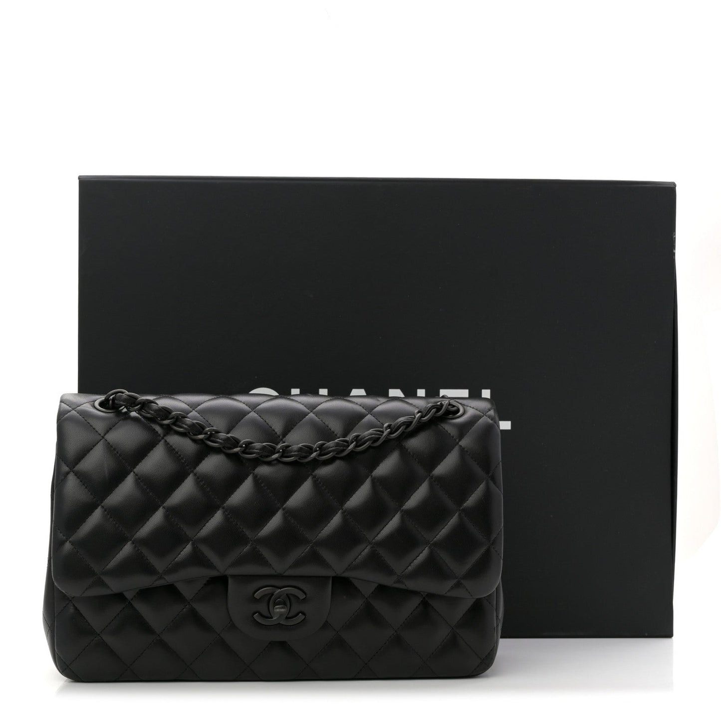 Lambskin Quilted Jumbo Double Flap So Black