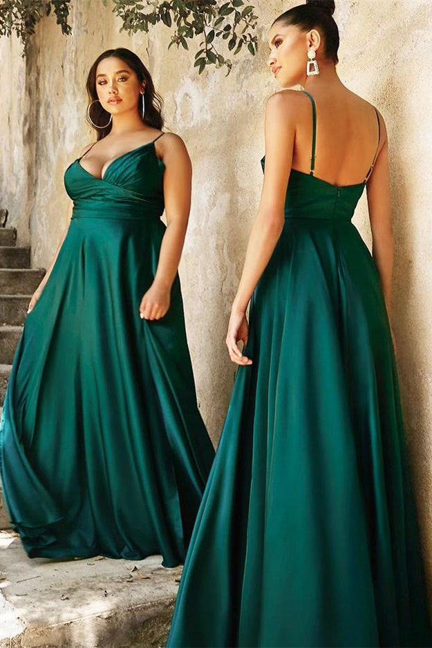 V-Neck Spaghetti-Straps Elegant Mermaid Prom Dress With Slit